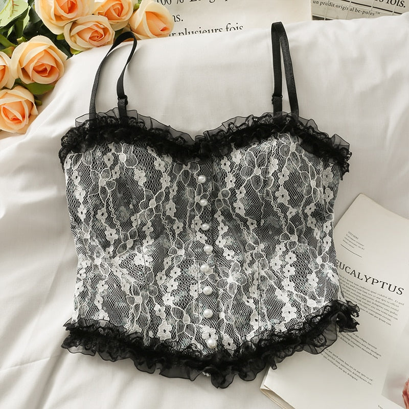 French Print Lace Crop