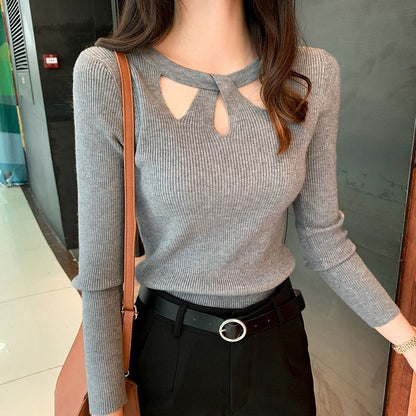 O-neck Slim Stretch Sexy Pullover