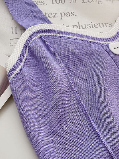 Buttons Knitted Crop Tops Latin Style Knit