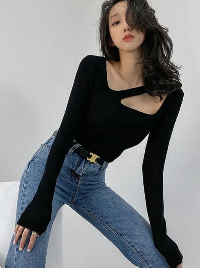 Slim Sexy Design Asymmetrical Pullovers