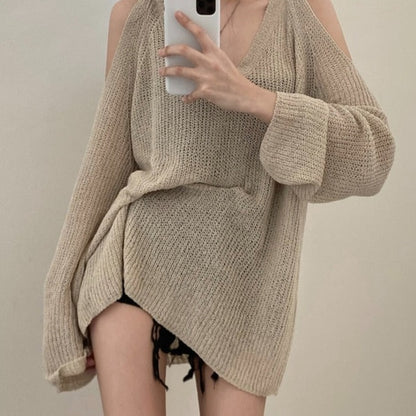 Off Shoulder Sexy Design Loose Stylish Spring Sweater
