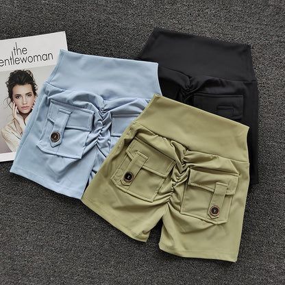 High Waist With Pocket Push-Up Shorts Women