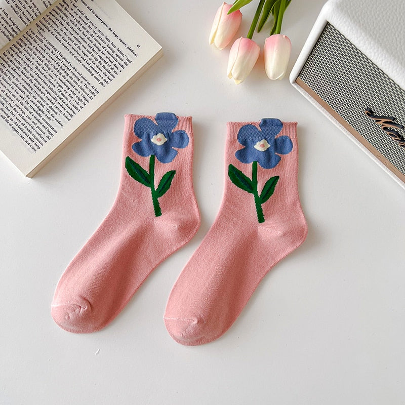 Cartoon Flower Candy Color Socks Casual Short Socks