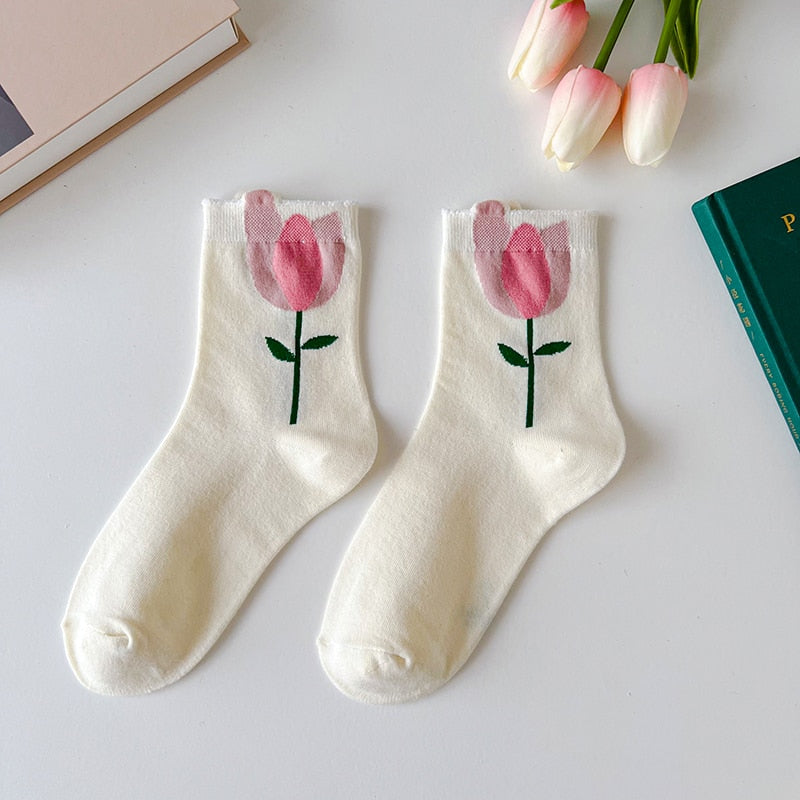 Cartoon Flower Candy Color Socks Casual Short Socks