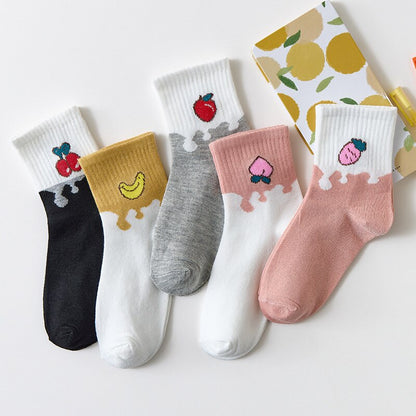 5 Pair Cartoon Feeling Boat Ankle Short Socks