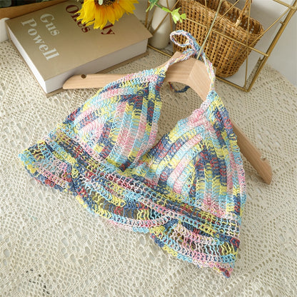 Crop Retro Tassel Lace Halter Neck