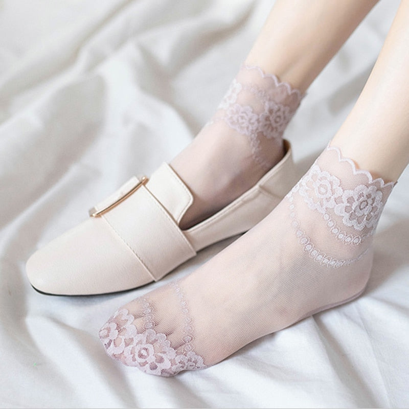 Lolita Women Invisible Lace Socks Thin