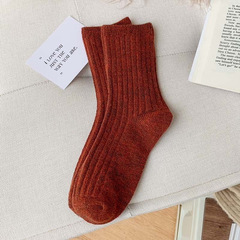 Winter Thicker Cashmere Wool Casual Solid Color Long Sock