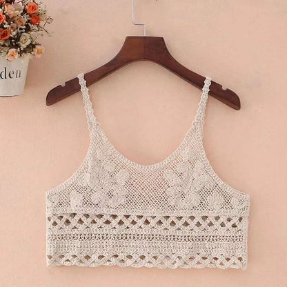 Crop Retro Tassel Lace Halter Neck