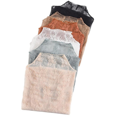 Lace Bottomed Blouse Long Sleeve Crop High Neck