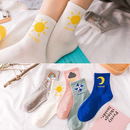 5 Pair Cartoon Feeling Boat Ankle Short Socks