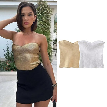 New Chic Tube Top Elastic Short Top