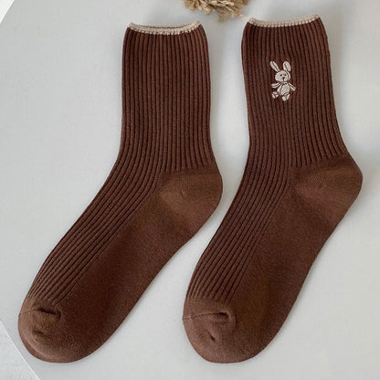 Cute Rabbit Embroidery Casual Socks