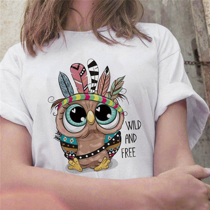 Cute Owl Print T-shirt