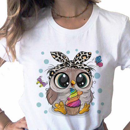 Cute Owl Print T-shirt
