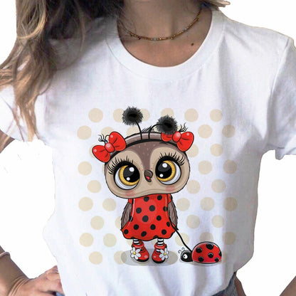 Cute Owl Print T-shirt