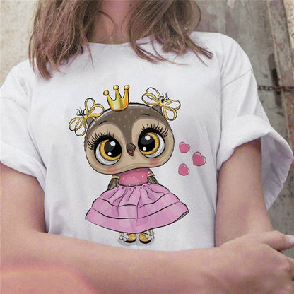 Cute Owl Print T-shirt